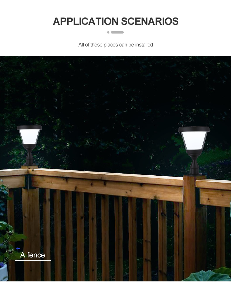 Aluminum Landscape Outdoor Garden Solar Light Light Control 3000k 6000k For Gate Pillar