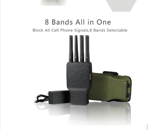 8 antennas portable signal jammer handheld cell phone jammer with nylon case lojack version