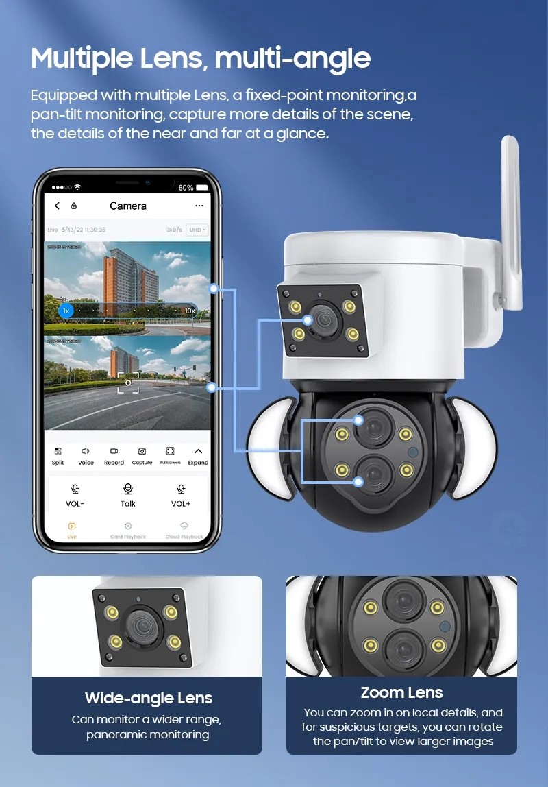 Multipurpose Motion Tracking WiFi Camera Moistureproof Two Way Audio HD 4MP