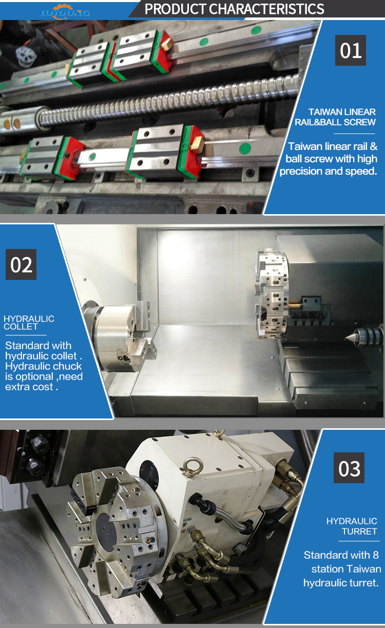 High Quality Metal slant bed cnc lathe machine With Living Turret