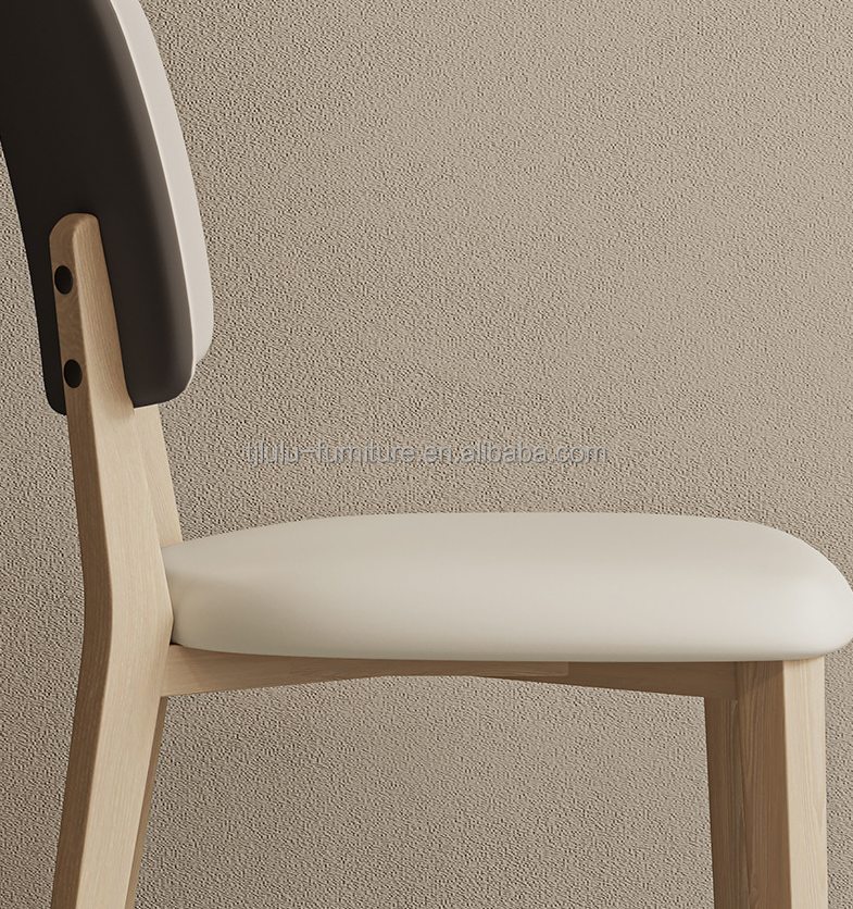 Home Furniture Classical Wooden Modern Oak Dining Chair Living Room Furniture Solid Wood PU Leather Finish Nitrolacquer