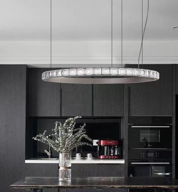 Decorative Lamp Led Chandelier Chrome Round Ring Lighting Large Modern Crystal Chandelier