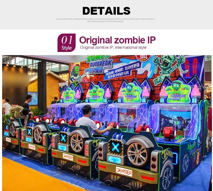 kid favor double player Zombie Outbreak Water Shooting game machine with zombie theme