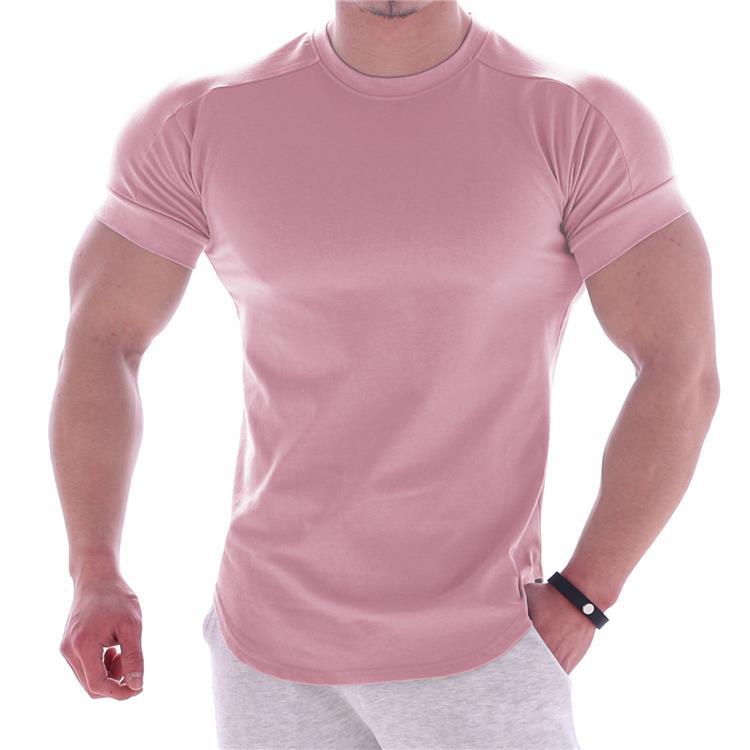 Light board sports fitness short-sleeved t-shirt men's round neck stretch training exercise tights multi color customized logo