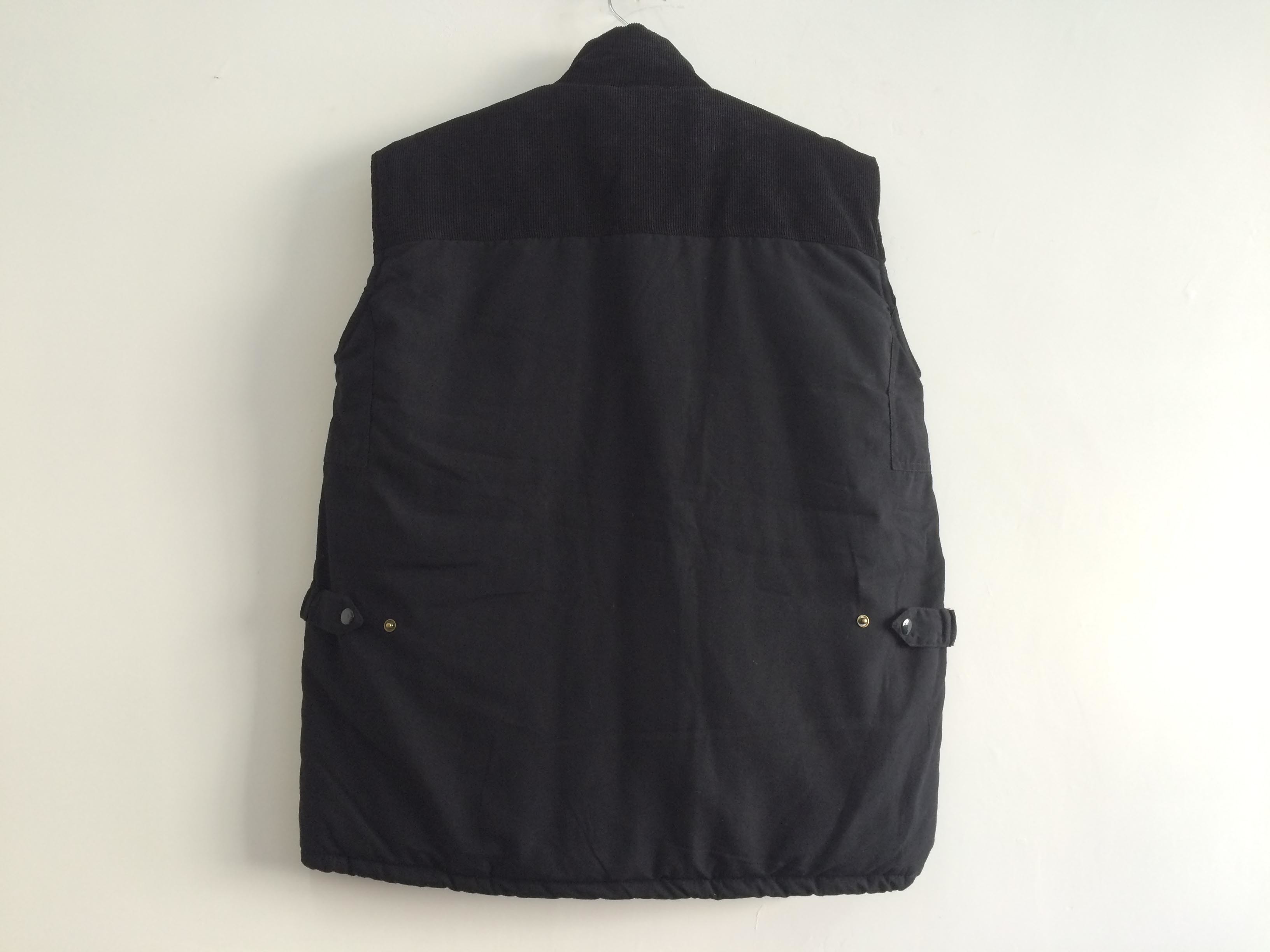 winter vest, warm waist coat, UK style, black, S-3XL, padding with corduroy shoulder