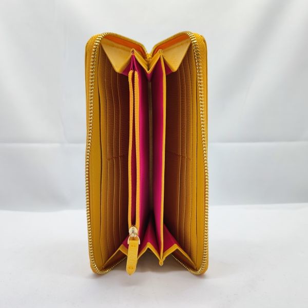 Yellow Slim Genuine Leather Wallet Lychee Pattern Long Purses For Women WA04