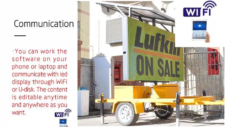 Trailer Mounted Solar Traffic Vms Sign Board Guiding Communication TCP/IP Mobile Angle 70°