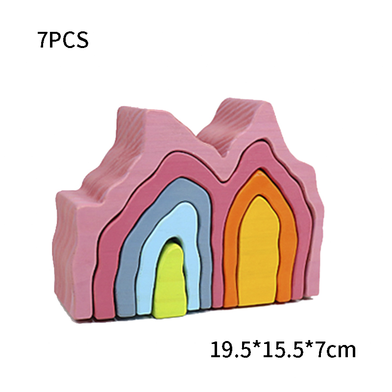 DIY Assembled 11.5cm Wooden Blocks Toys Montessori Block Set Stacked Balance