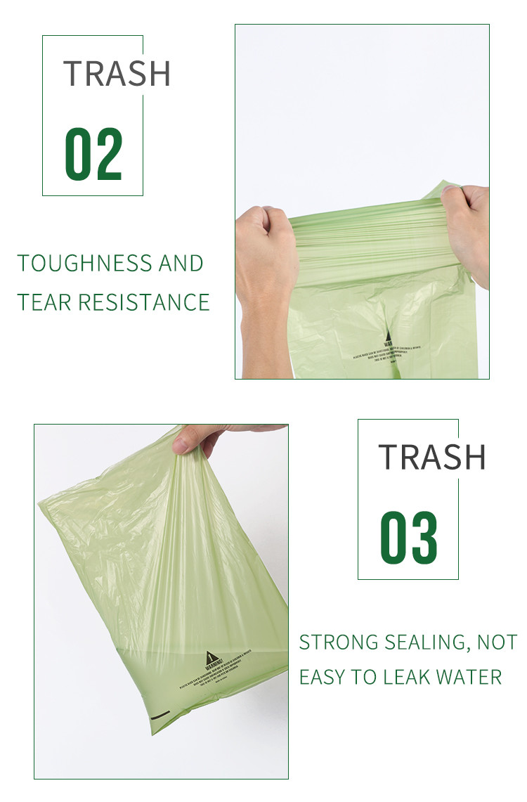 Dark Green Roll Biodegradable Dog Poop Bag Customized Logo size