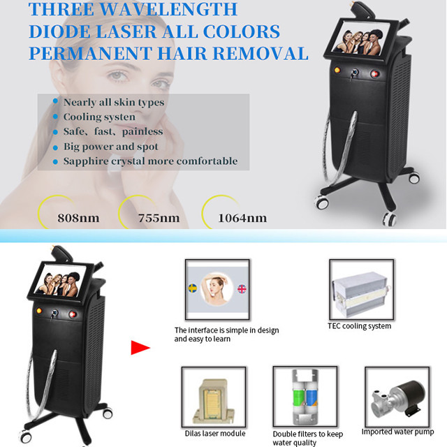 Diode Laser Ice Titanium Platinum 755/1064/808nm Diode Lazer Hair Removal Salon Beauty Equipment