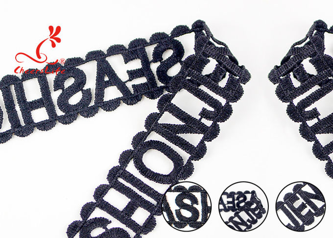 Fashion Schiffli Guipure Polyester Lace Trims Reach L4 High Color Fastness 3.5CM