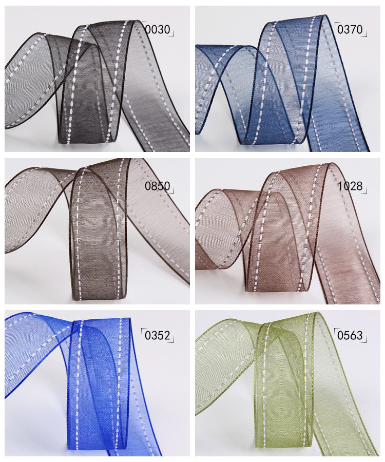 25mm|38mm Stitched Edge Polyester Organza Ribbon for Flower Gift Packing