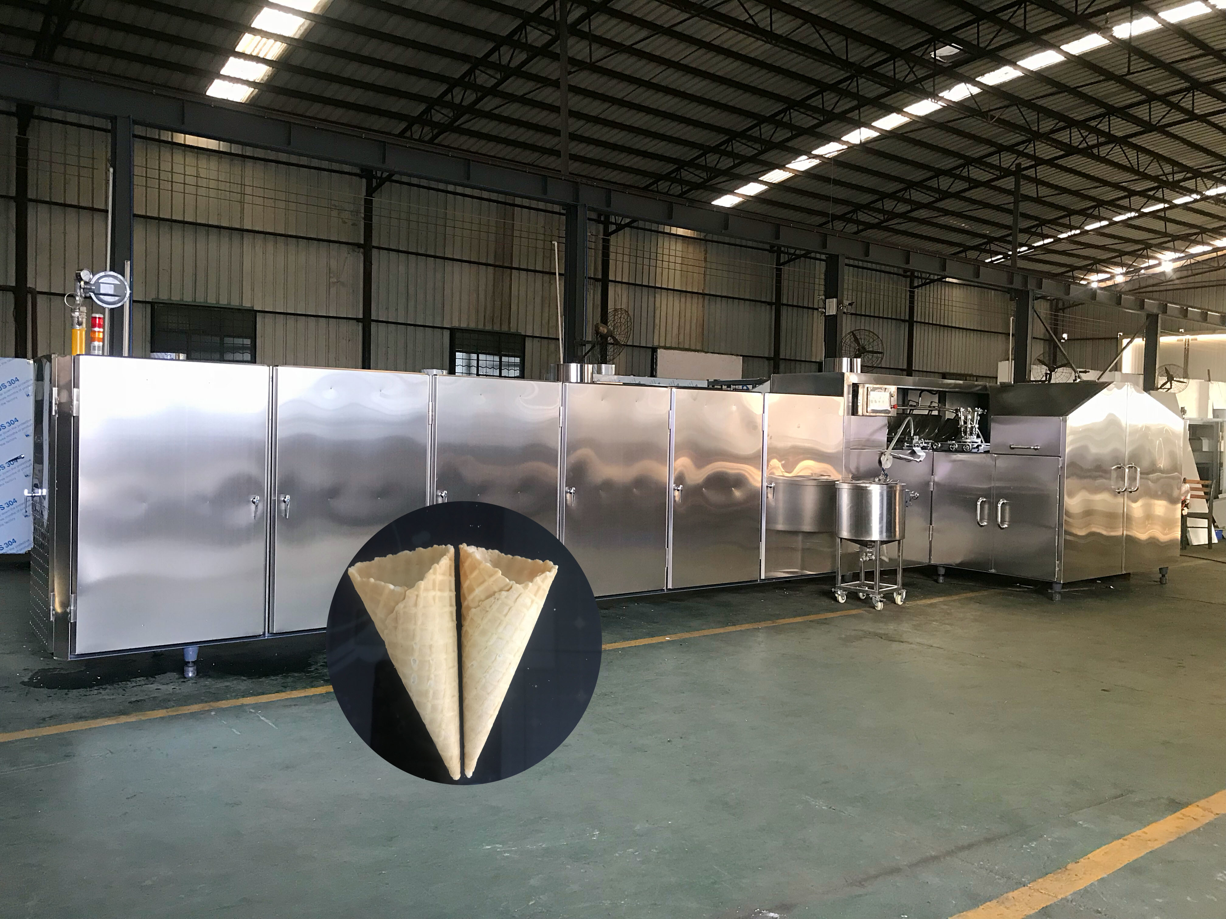 Stainless Steel 16kg/h Ice Cream Cone Production Line For Snack Food Factory
