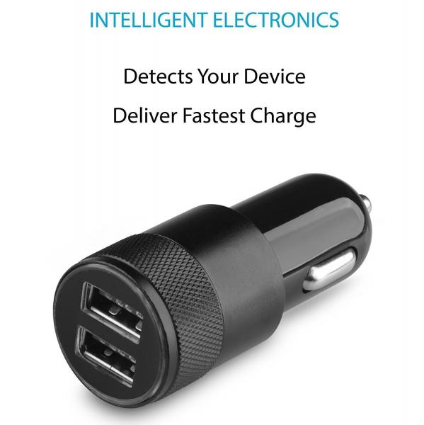 Quality Smart IC car charger 5V2.1A knurled dual USB car charger   Fire circuit board for sale