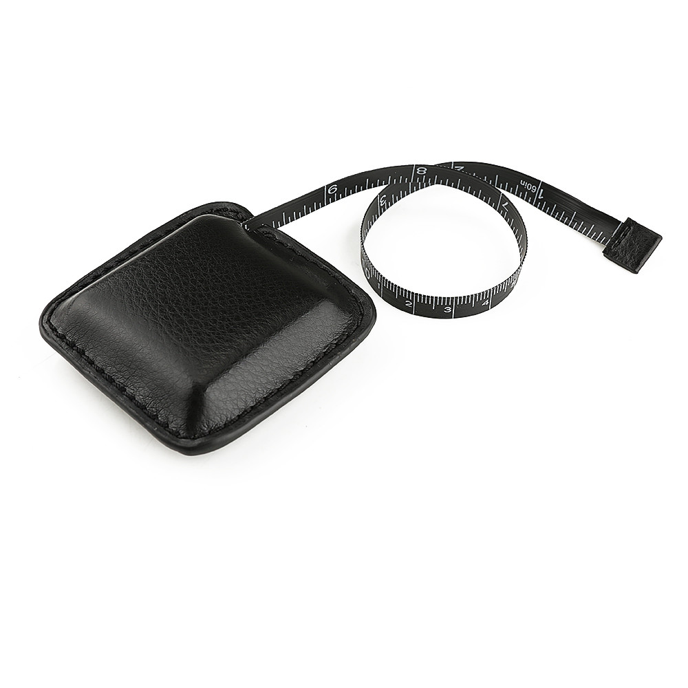 Mini Black Dual-Sided Luxurious Genuine Leather Elastic Apparel Measuring Tape With Custom Brand