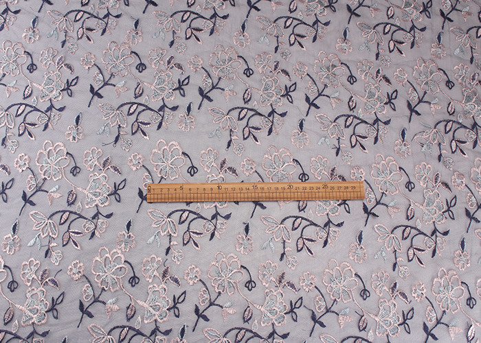 51'' Embroidered Mesh Lace Polyester Tulle Fabric Anti - pilling Wear - resistant