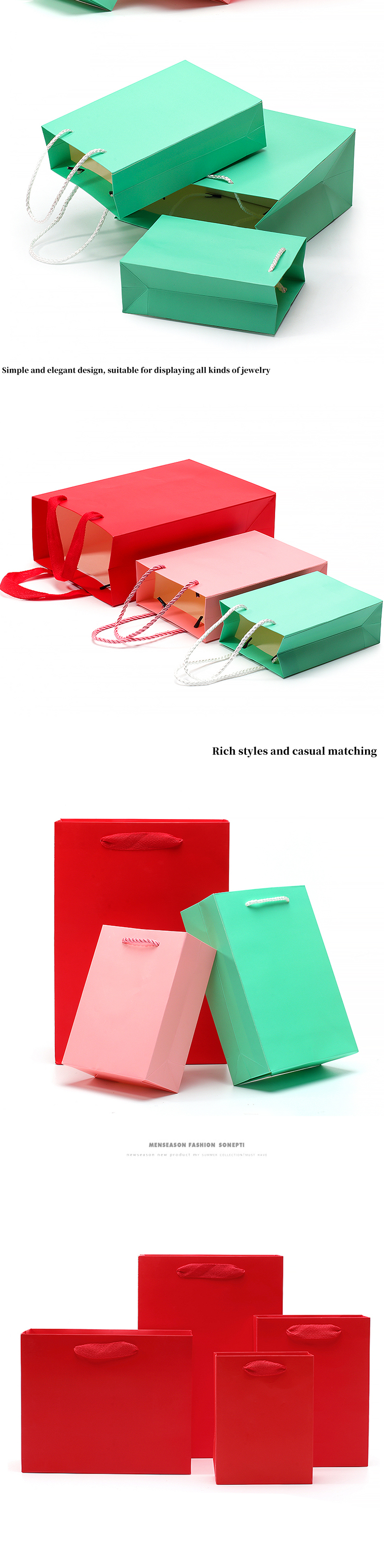 Chic Plain Macaron Color Cardboard Tote Bag Gift Treasure Packaging