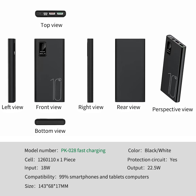 FCC High Speed Power Bank With Battery Capacity Digital Display On Face