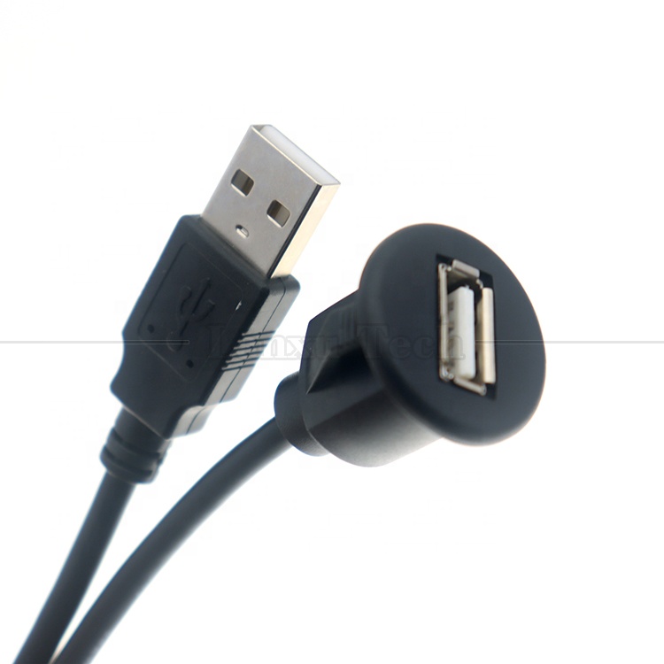 CUSTOM 1M Car Dashboard Flush USB A Male to USB A Female Panel Mount Cable