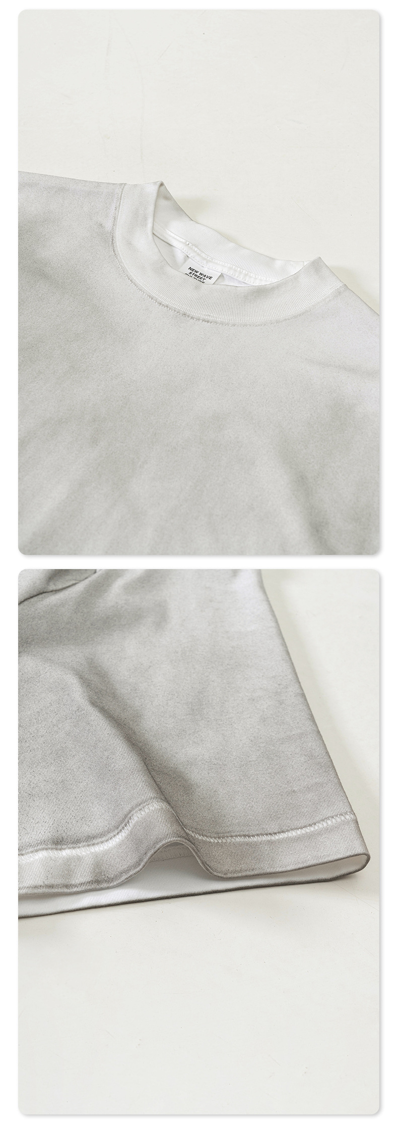 Mens White Mock Neck T Shirts 230grams Fabric Weight Quick Dry Cooling Streetwear