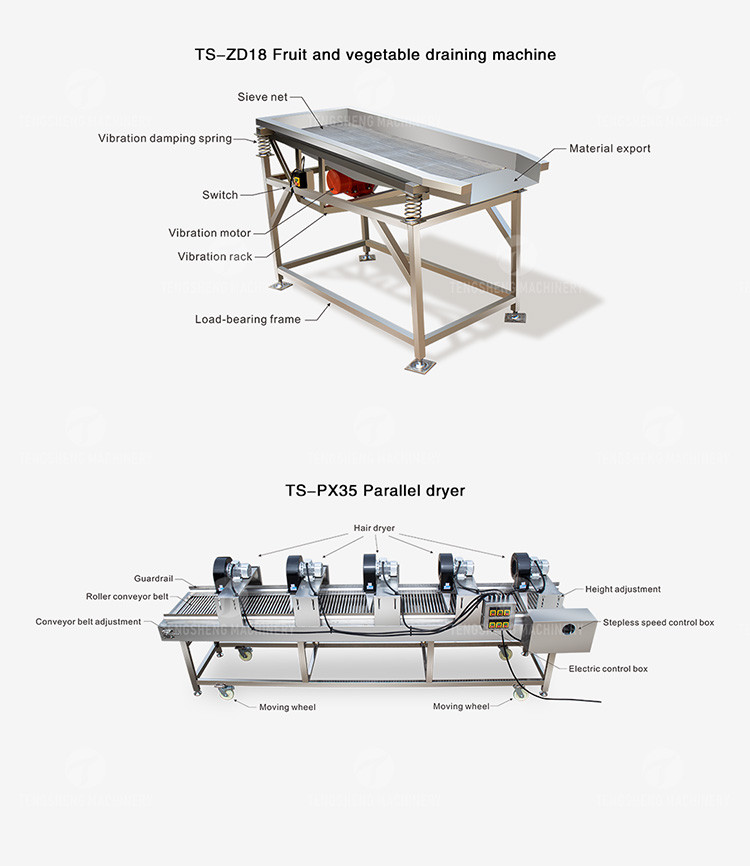 4.5KW Fruit And Vegetable Processing Line Vibration Draining Equipment