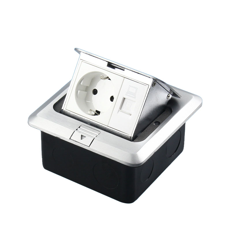 Customized Aluminum Alloy 2 Way Power Outlet Floor Socket with USB Phone Internet Sockets