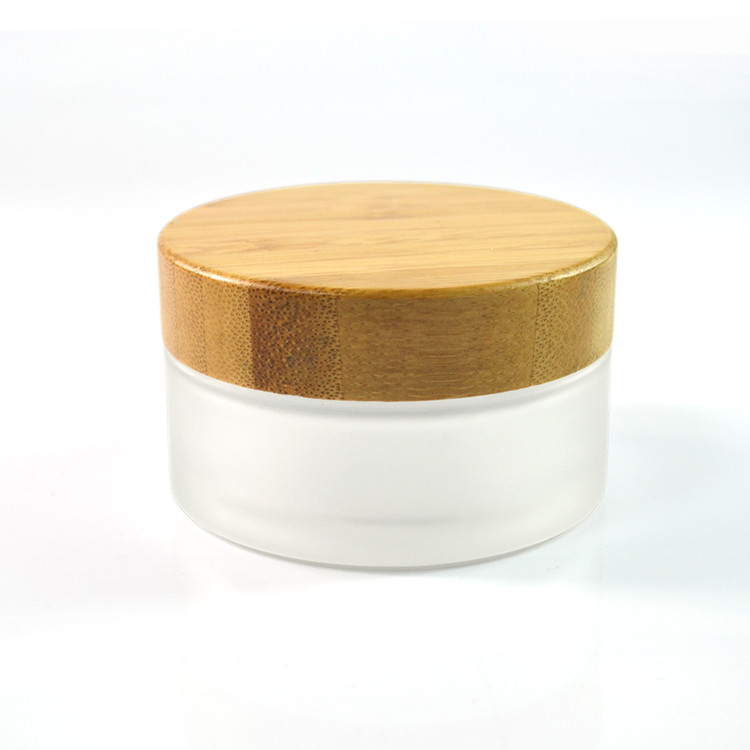 100G Cosmetic Glass Bottles Wood Jar With Bamboo Lid Personal Care