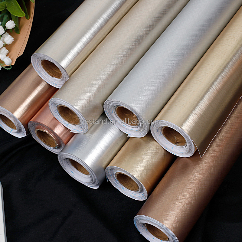 Waterproof Kitchen Heat Resistant Wallpaper Peel and Stick Metal Foil Contact Paper Self Adhesive Oil-Proof Sticker