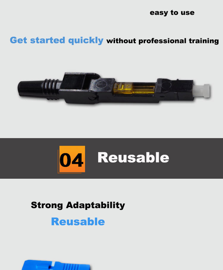 Indoor cable FTTH Fast Connector , CE ROSH SC UPC Fast Connector