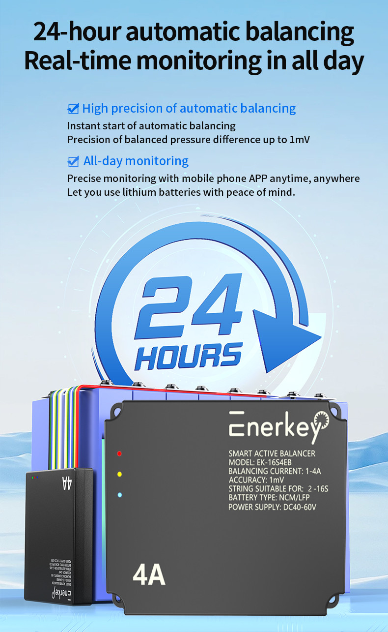 Enerkey Smart Active Balancer 16s 2a NCM/LFP Battery Balancing Board For Electric Scooter
