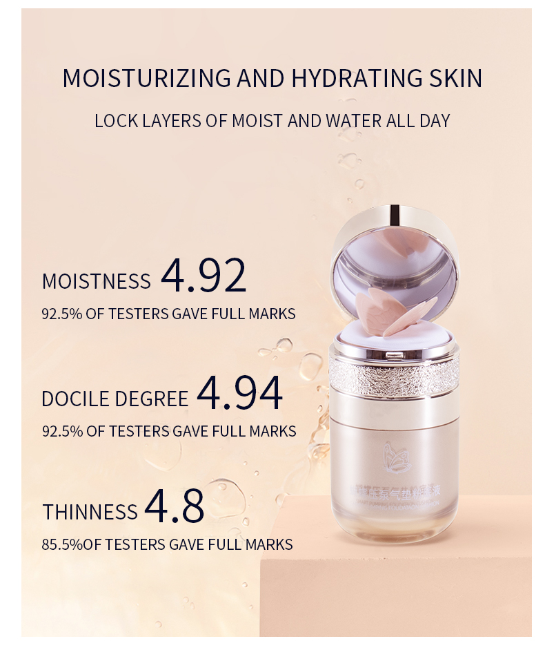 Shimmer Air Cushion BB Cream Face Makeup Cosmetics Butterfly Pressure Pump