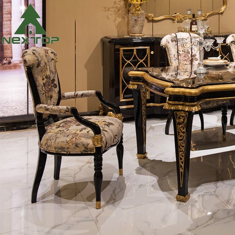 British Royal Style Dining Table Set 6 Seater Luxury Wooden Dining Table Sets