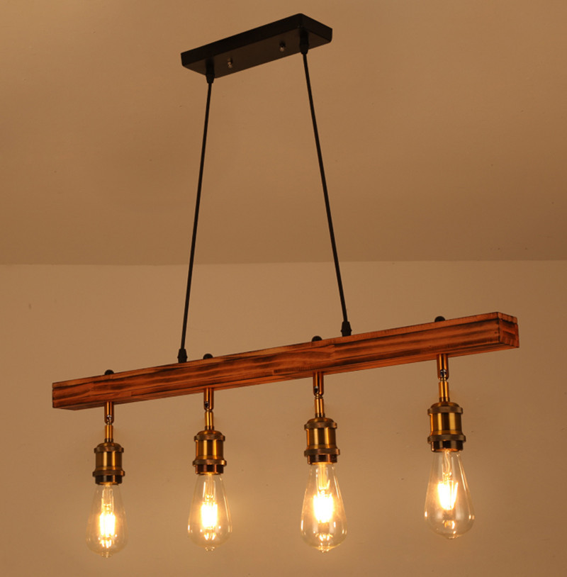 Retro loft industrial bar chandelier restaurant hot pot coffee shop wooden chandelier(WH-VP-235)