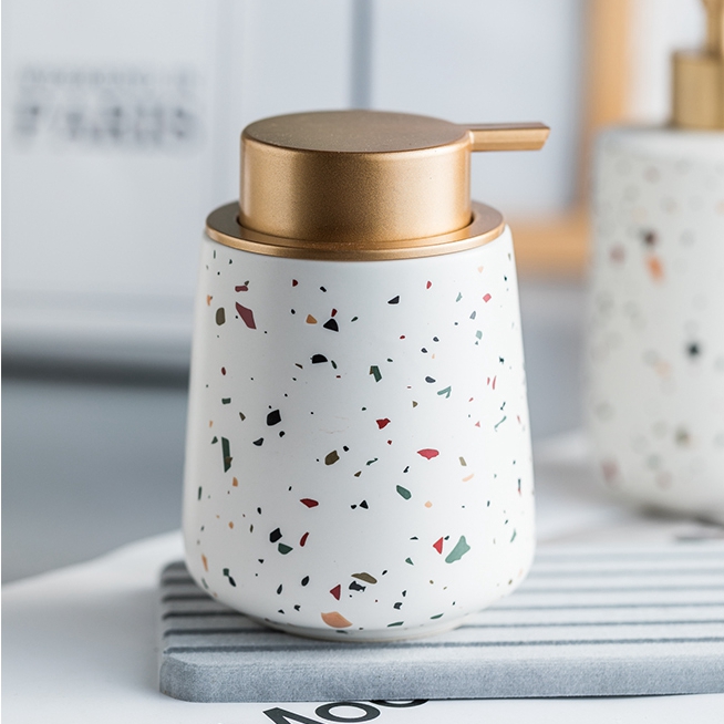 Luxury Ceramic Bathroom Set Soap Bottle For Shampoo Liquid Lotion