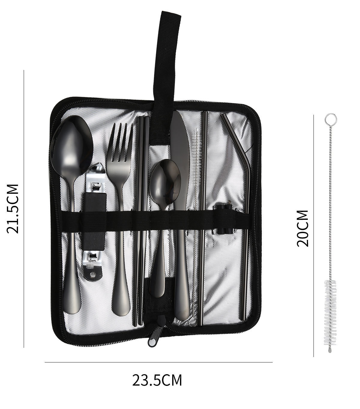 Portable Travel Stainless Steel Cutlery Set, Reusable With A Case For Fixing Tableware 11 Pieces