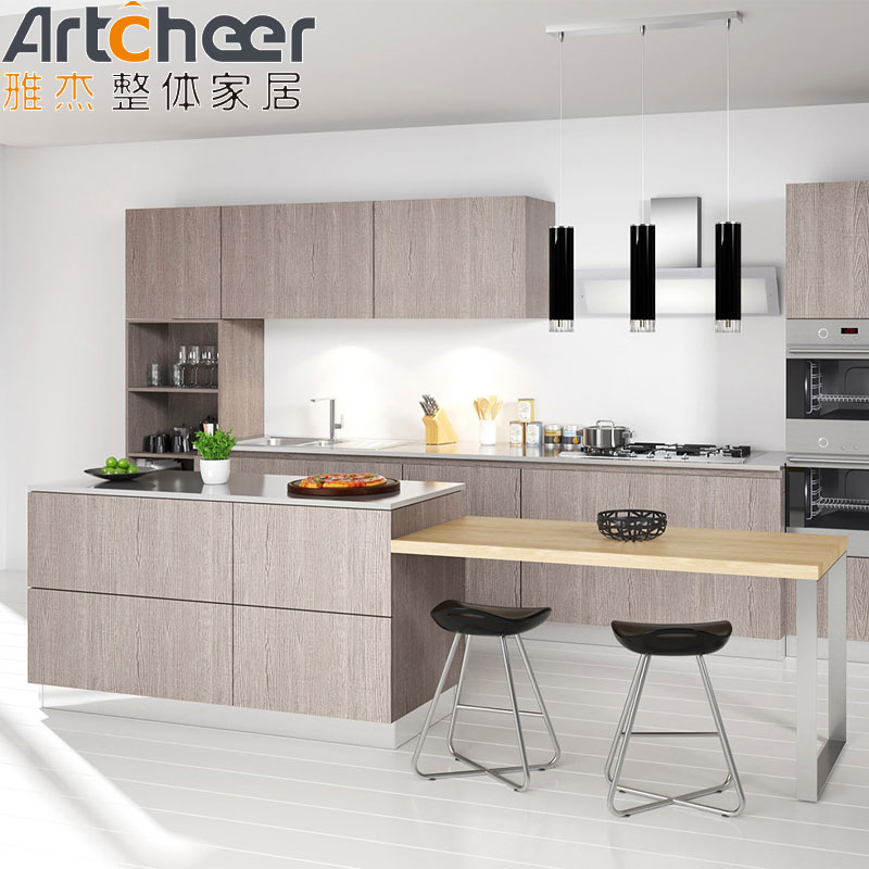 Modulate Open Shelf Plywood Door Material Kitchen Cabinet Furniture for Hotels Apartments