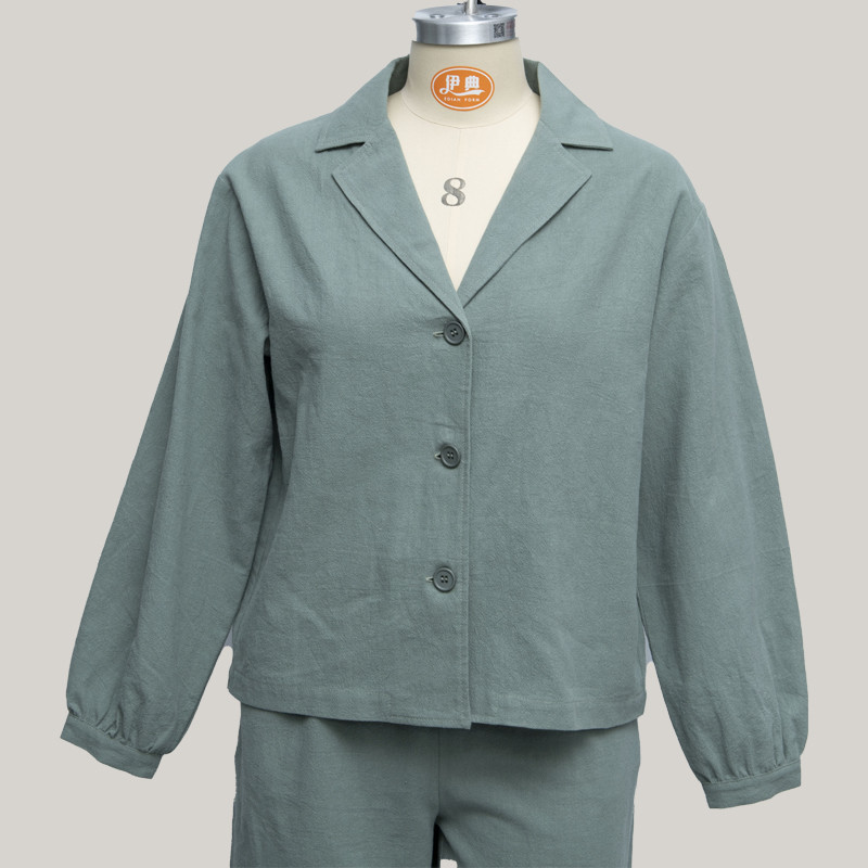 Linen Fabric Formal Stylish Womens Suits Slim Fit Two Pieces Stylish Loungewear Set