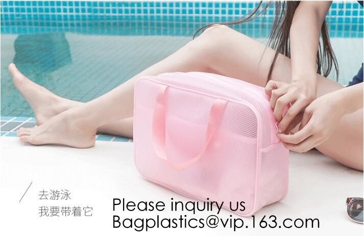 Clear Zipper Pouch with Strap Makeup Bag PVC Cosmetic Pouch,Printing Clear k Cosmetic PVC Pouch, bagease, bagplast
