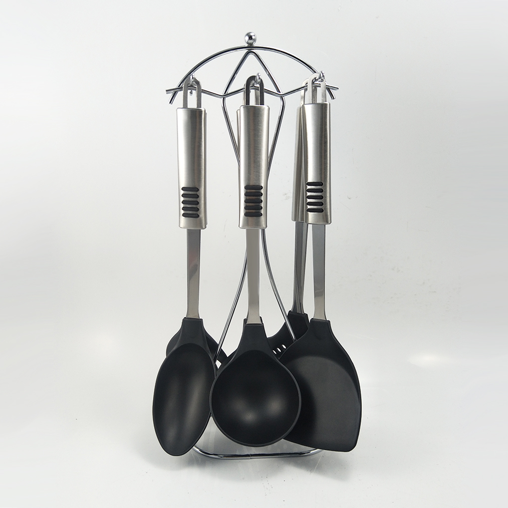 Nylon Kitchen Utensils Set with Rotating Stand and Multi-functional Kitchen Gadgets