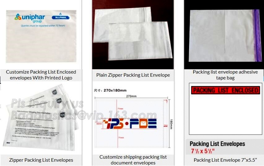 Clear Adhesive Back, Packing List / Shipping Label Envelope Pouches, seal envelope courier bag express custom mailing ba