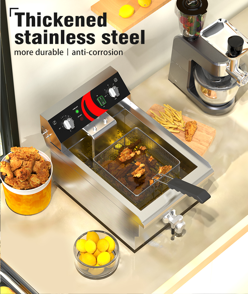 Single Tank Electric Deep Fryer for Frying Chicken and Fish in Industrial Kitchen