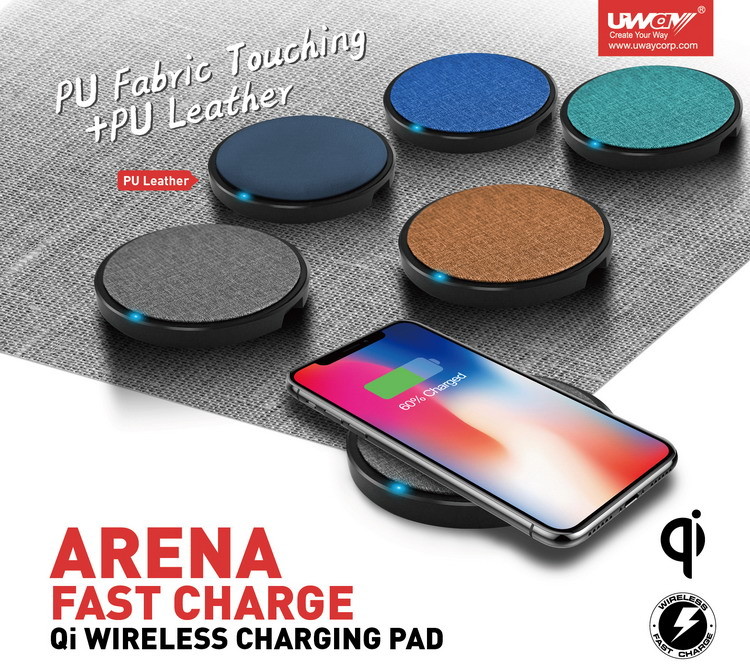 15W Fast Charge Max 12V 1.8A Qi Wireless Charging Pad PU Leather