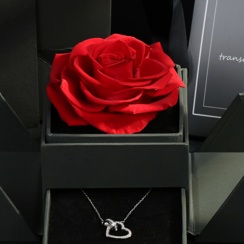 Amazon Hot Selling Real Preserved Roses Jewelry Gift Boxes eternal rose jewel case forever rose gift for wife