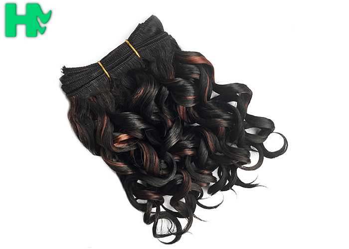 Short 8" Black Synthetic Hair Extensions Highlight With High Temperature Fiber