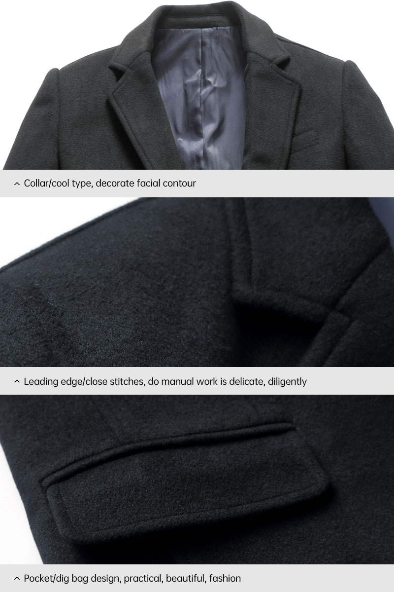 Nonwoven Weaving Method LCBZ Waterproof Thick Knee Length Wool Jacket for Men