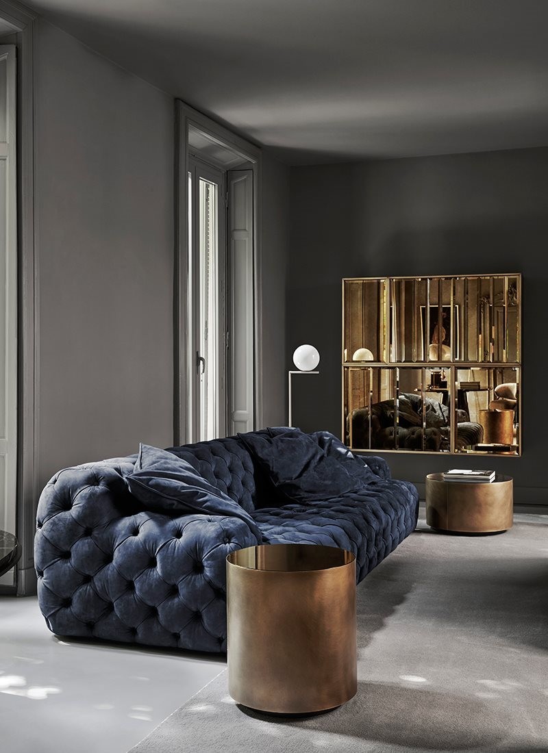 Italian Light Luxury All Pull Ins Leather Art Sofa / American Minimalist Living Room Club Hotel Velvet Sofa
