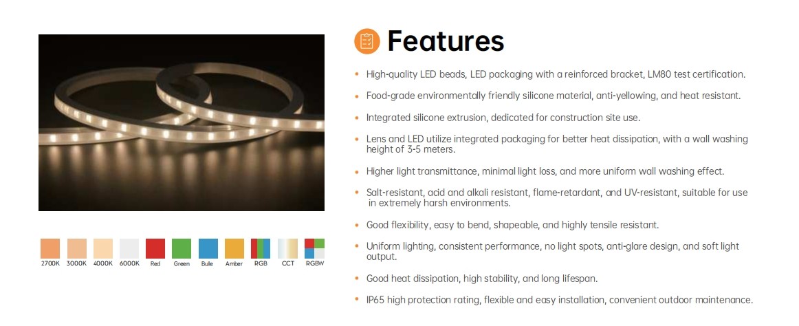 Flex IP65 LED Neon 3D Strip Salt Resistant Acid And Alkali Resistant LED Beads