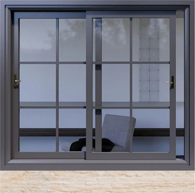 Double Glazed Aluminum Sliding Windows with 1.6mm Aluminum Wall Thickness