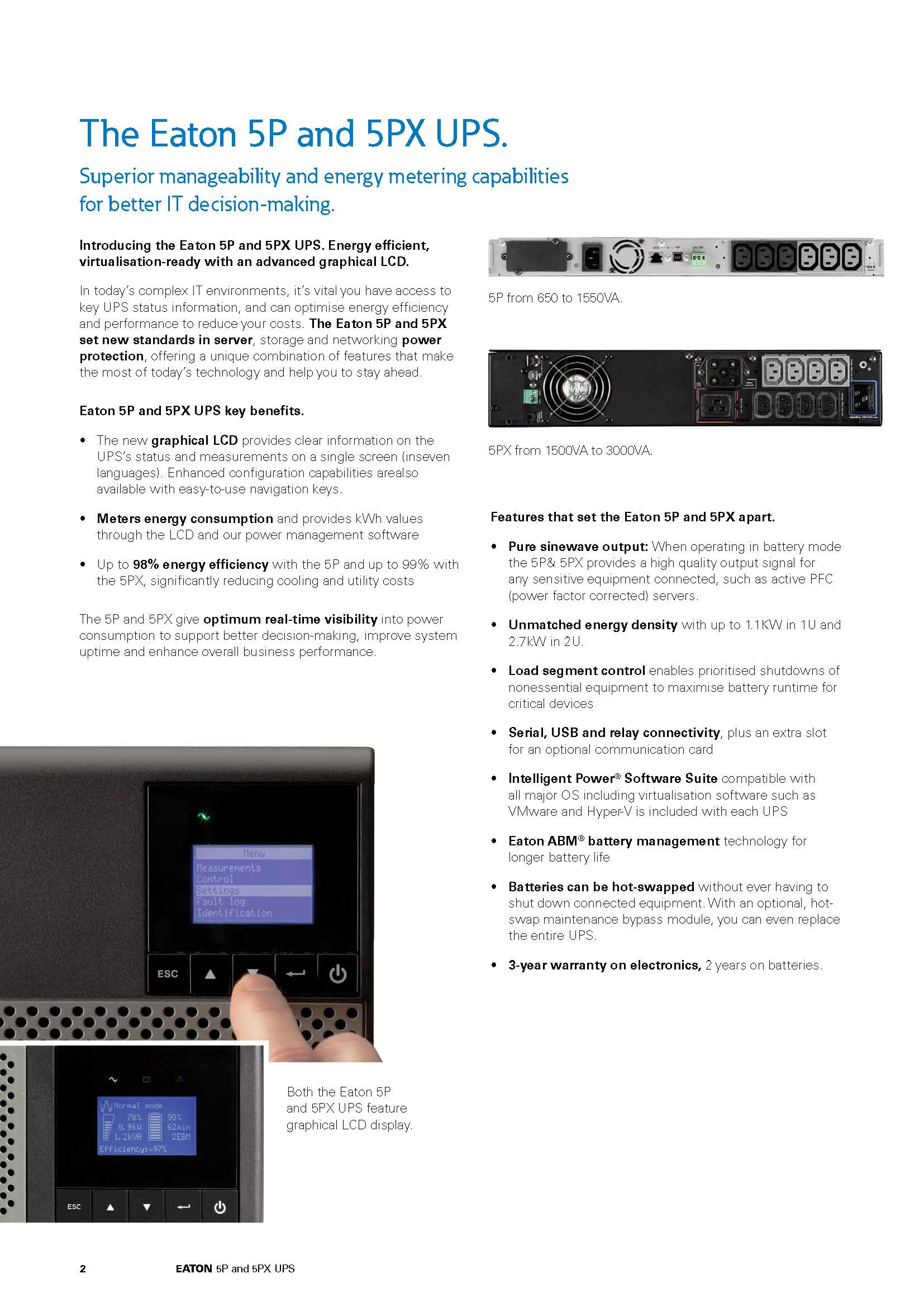 High Frequency 3000VA/2700W 5PX3000iRT3U Eaton UPS for 200/208/220/230/240 V Voltage