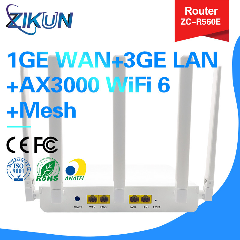 Wireless WiFi Router AX3000 Wifi 6 1GE WAN 3GE LAN ZC-R560E Support Easy Mesh